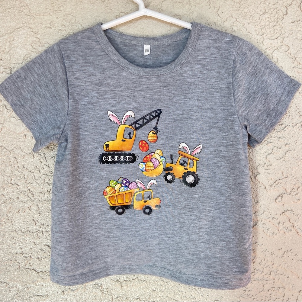 Construction Themed Easter Egg and Bunny Tee for Toddler 3T - 4T